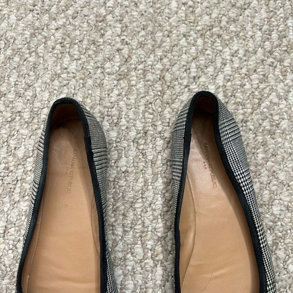 Banana republic flats bow pointed toe black white size 8 - Picture 3 of 8